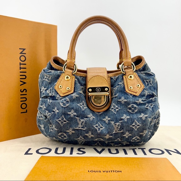 Louis Vuitton Handbags - Louis Vuitton Denim Monogram Satchel with Tan Leather Trim